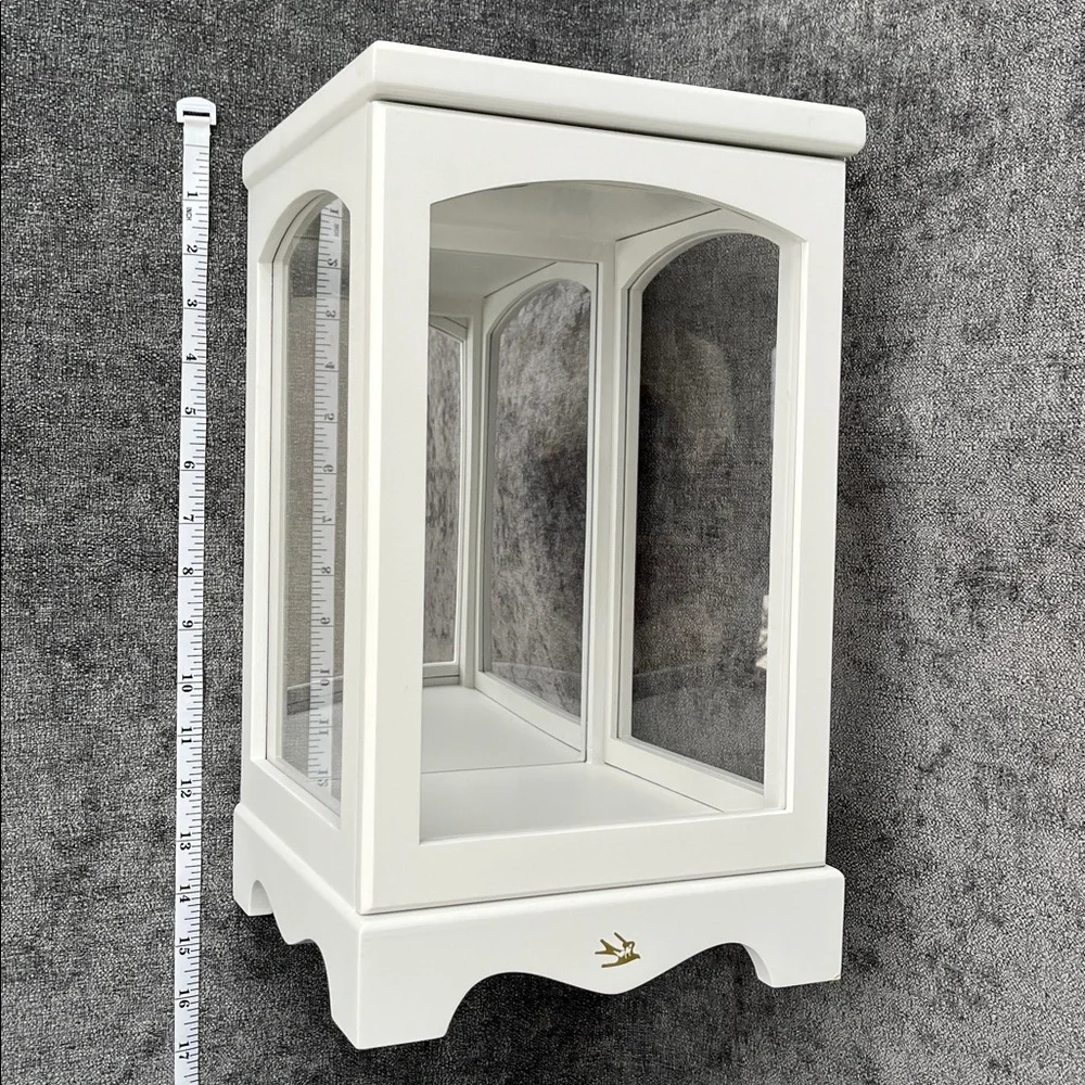 White Wooden Display Case with Mirrored Back - Picture 12 of 15